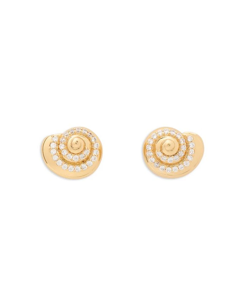 Pavé Seashell Stud Earrings