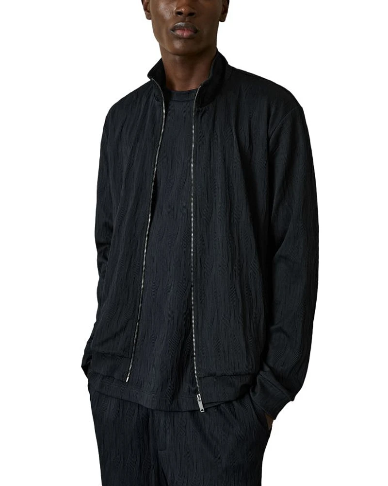 Aksel Wave Jacquard Zipper Shirt Jacket