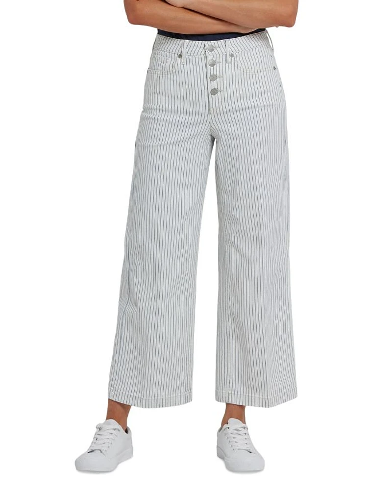 Teresa High Rise Wide Leg Ankle Jeans Palencia Stripe