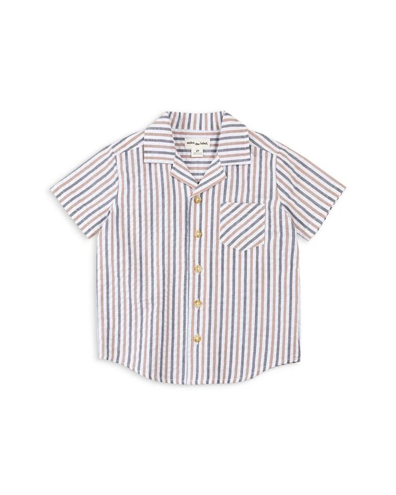 Boys' Striped Short Sleeve Seersucker Camp Shirt - Little Kid