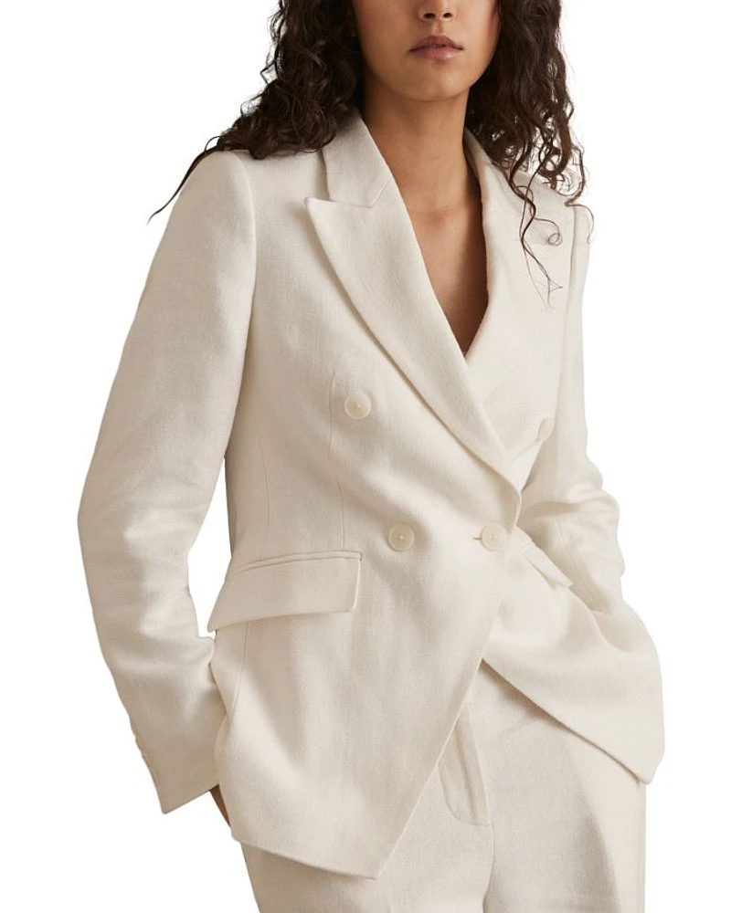 Petites Double Breasted Peak Lapel Blazer