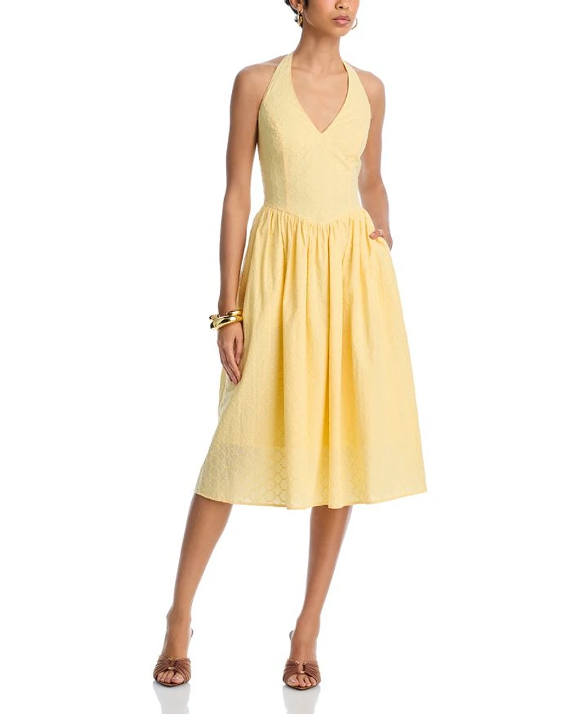 Ressi Eyelet Halter Midi Dress