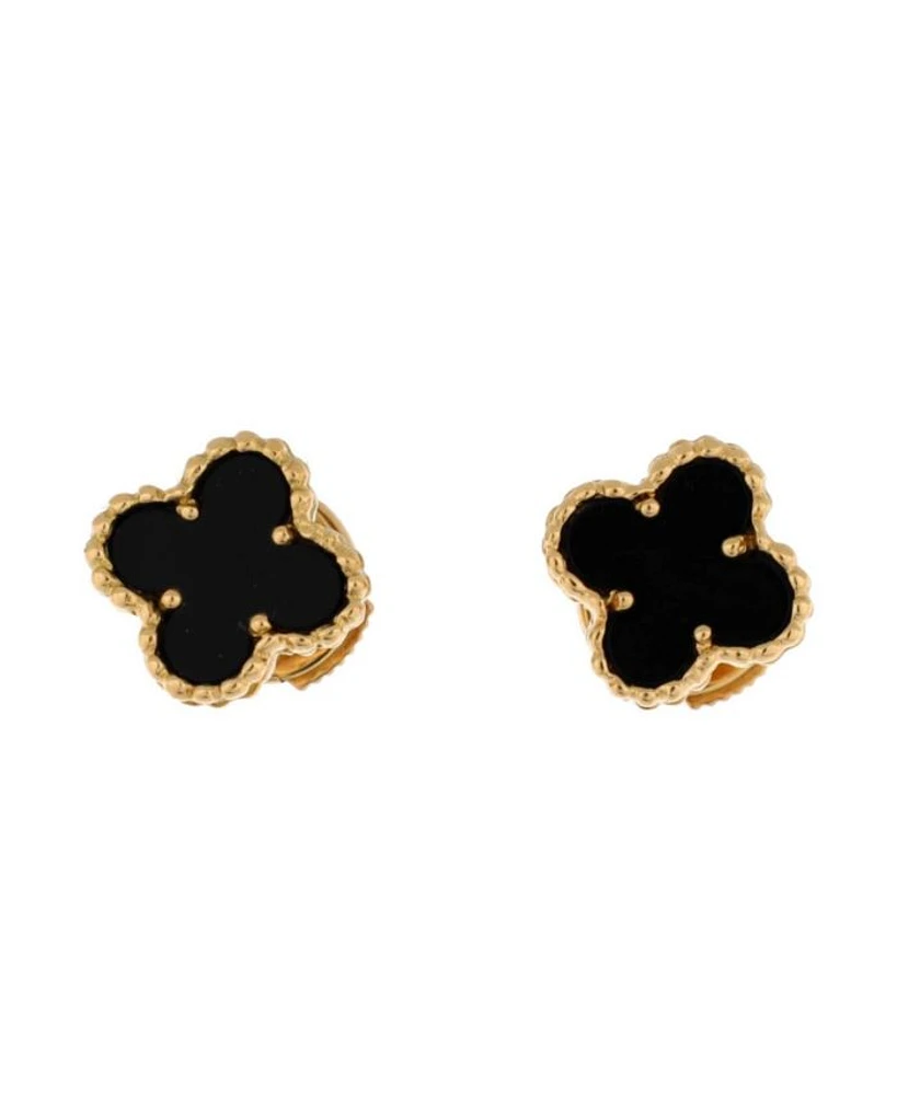 Sweet Alhambra Stud Earrings 18K Gold and Onyx