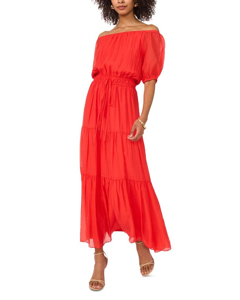 Off The Shoulder Tiered Maxi Dress