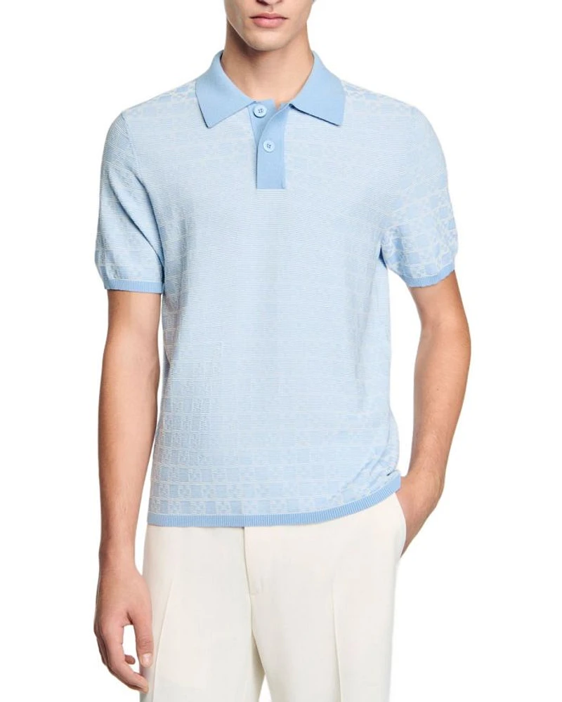 Square Cross Jacquard Polo Shirt