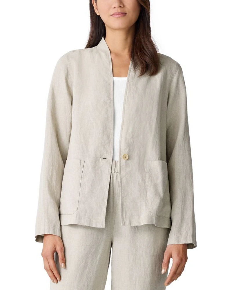 Linen High Collar Jacket
