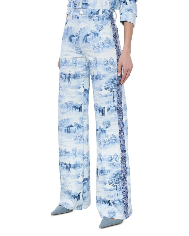 Weezy Printed High Rise Wide Leg Jeans Chateau