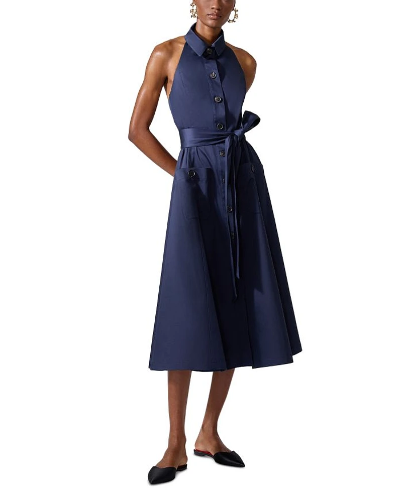 Collared Halter Midi Dress