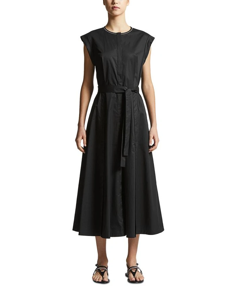 Belted Cap Sleeve Midi Dress