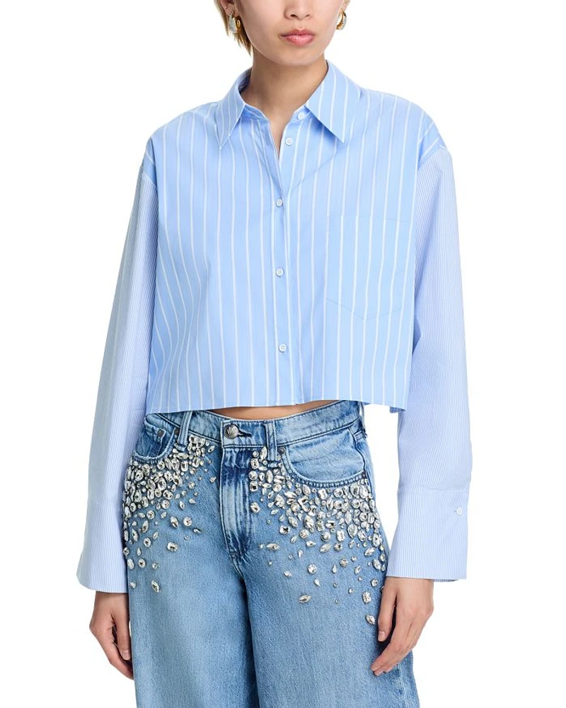 Cropped Striped Poplin Shirt