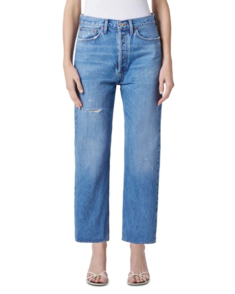 90's Crop Mid Rise Straight Jeans Shrine