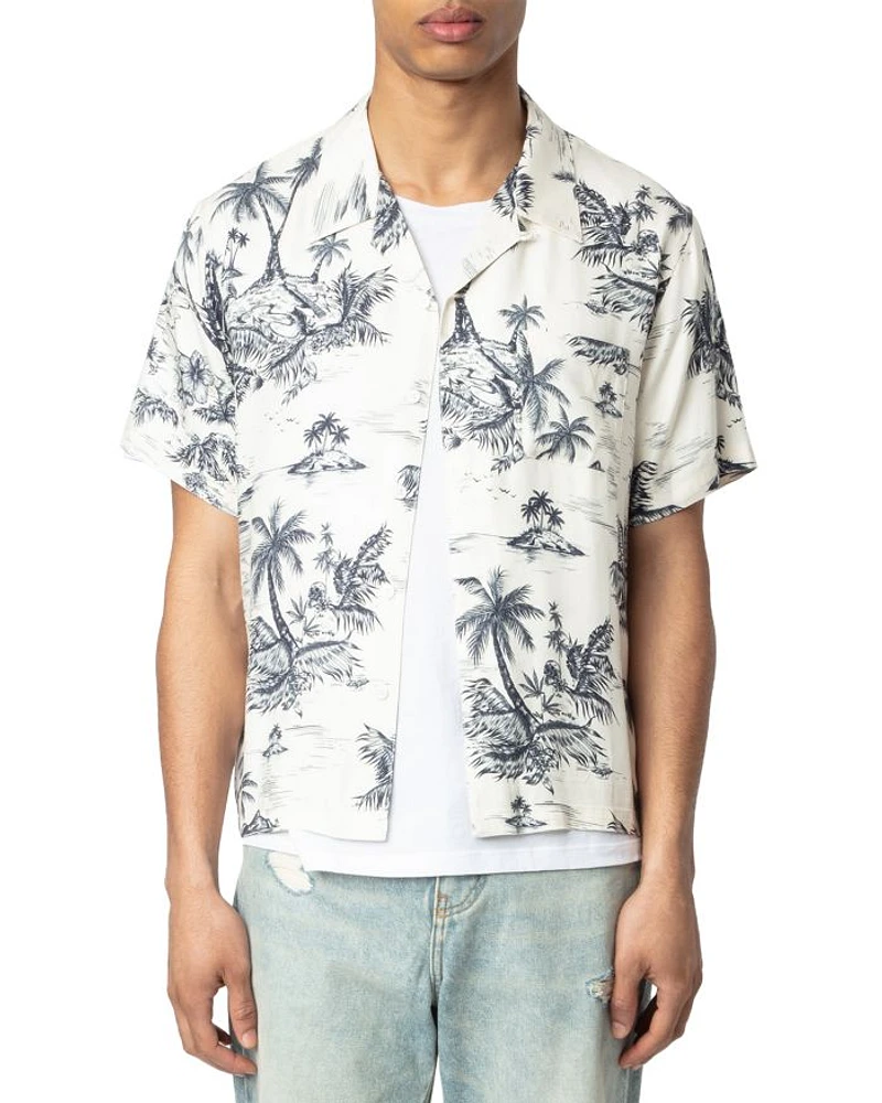 Tropical Palm Regular Fit Camp Shirt