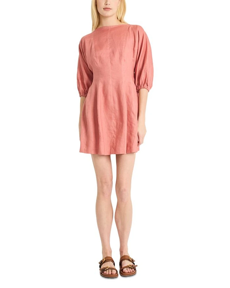 Linen Long Sleeve Mini Dress
