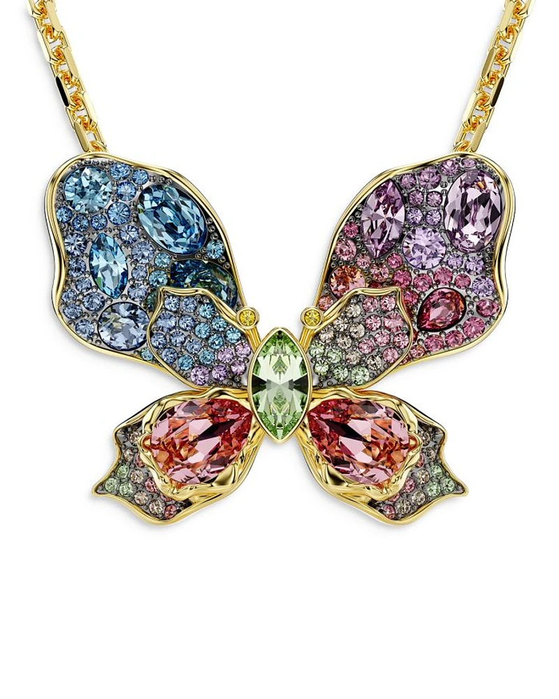Idyllia Multicolor Crystal Butterfly Pendant Necklace, 25.5"-29.5"