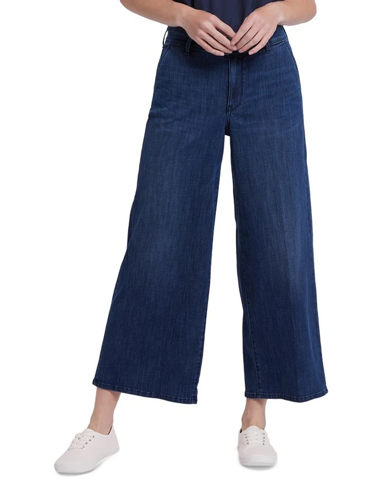 Mona High Rise Wide Leg Trouser Ankle Jeans Ibiza Blues