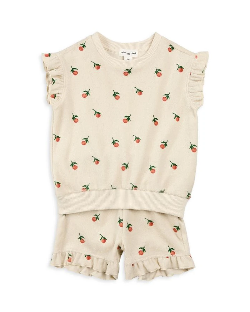 Girls' Fruit Print Terry Short Sleeved Top & Shorts Set - Baby