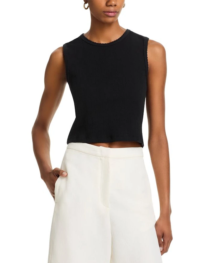 Pointelle Sleeveless Crewneck Top