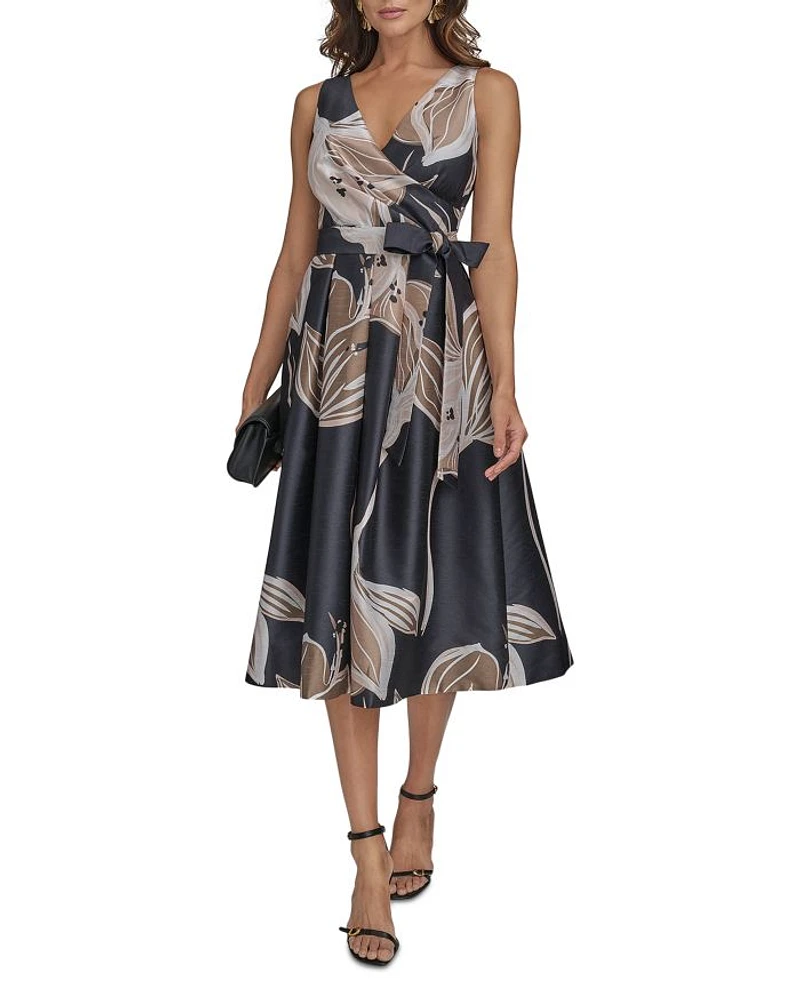 Floral Tie Waist Midi Dress
