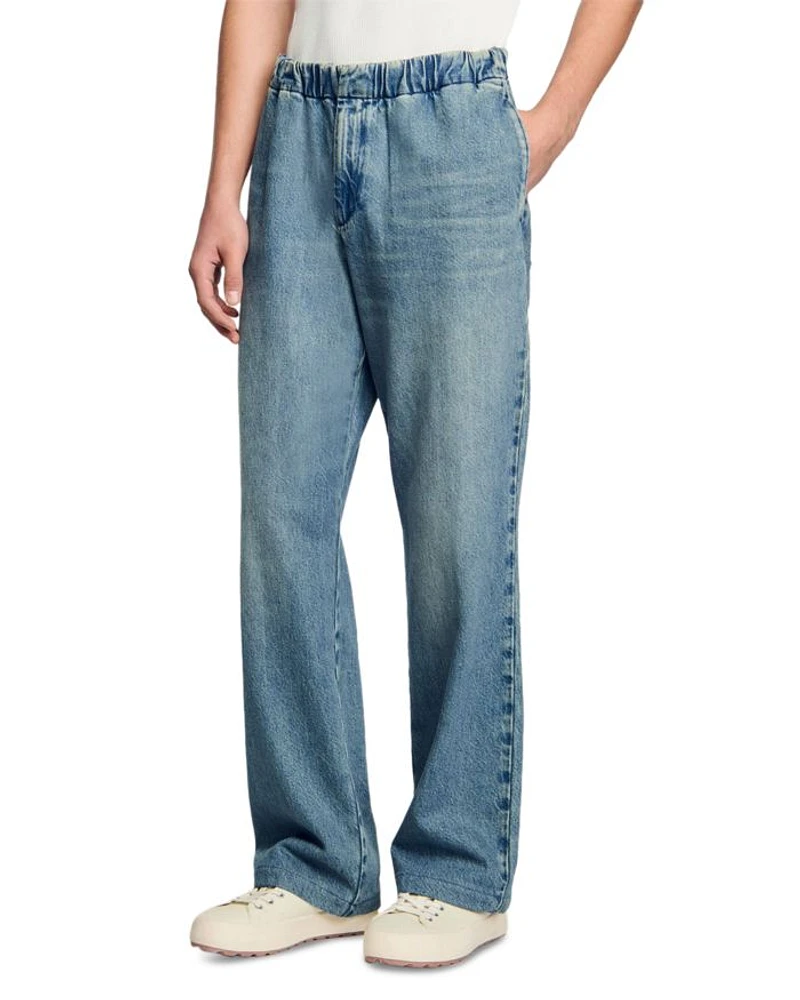 Faded Wide Leg Jeans Blue Vinta