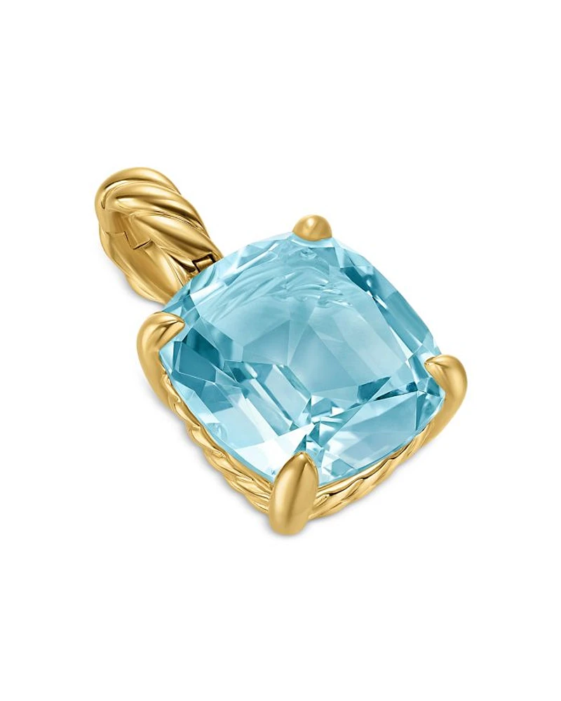 Marbella Pendant 18K Yellow Gold with Sky Blue Topaz or Prasiolite, 12mm