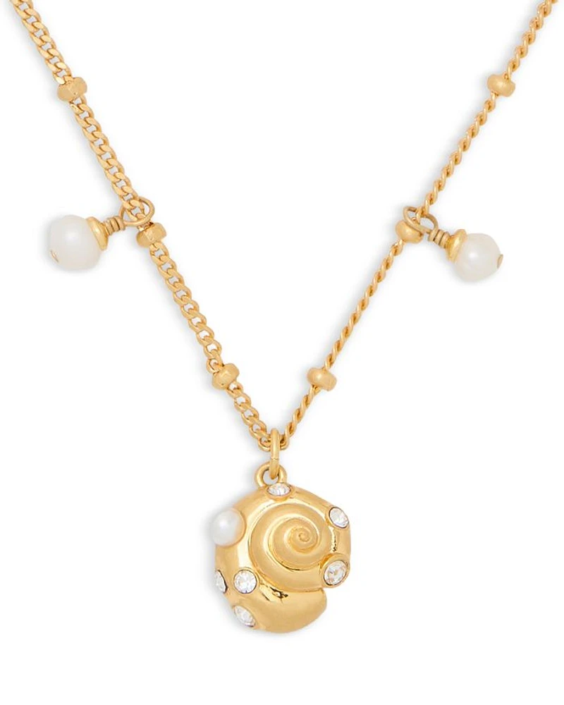 Beachside Freshwater & Imitation Pearl Dangle & Shell Pendant Necklace, 16-19"