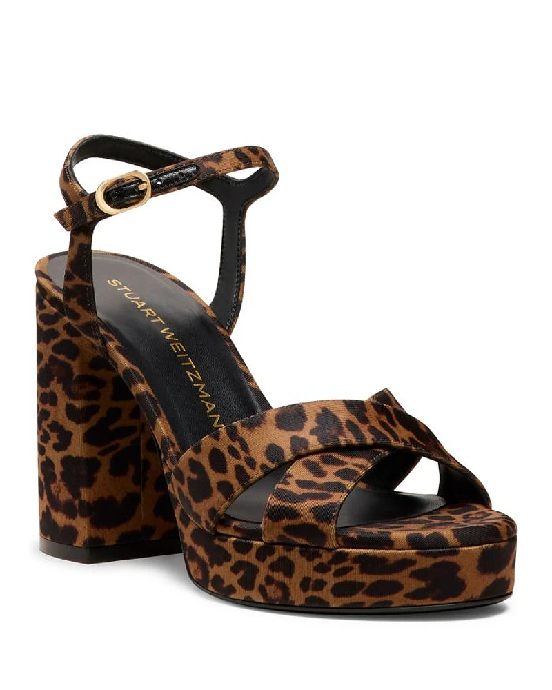 Women's Dayna Platform Crossover Strap Animal Print High Heel Sandals