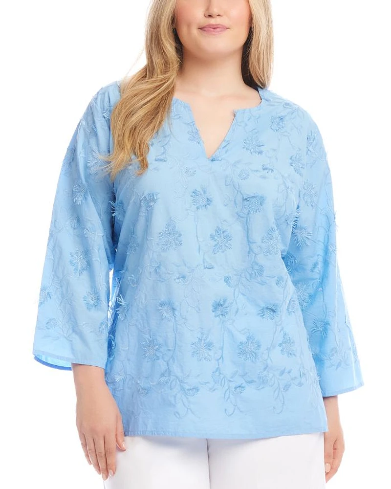 Three Quarter Sleeve Embroidered Tunic