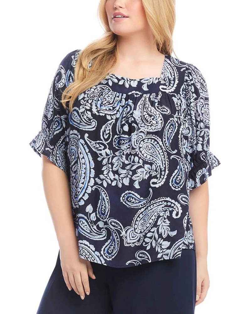 Ruffle Sleeve Square Neck Top