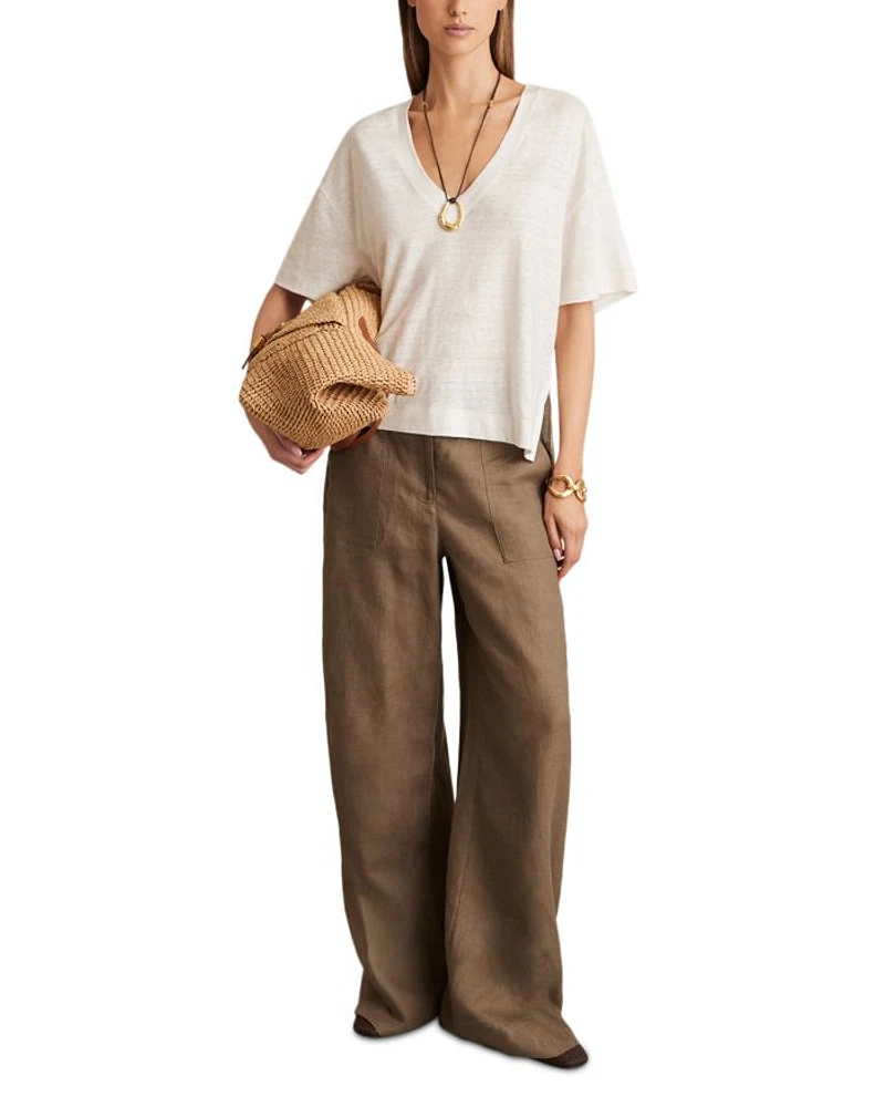 Ember Relaxed V Neck Linen Tee