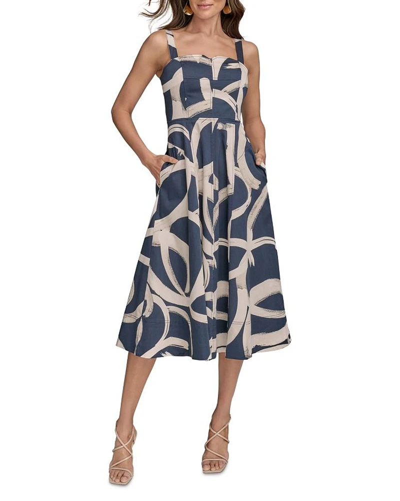 Abstract Print Midi Dress
