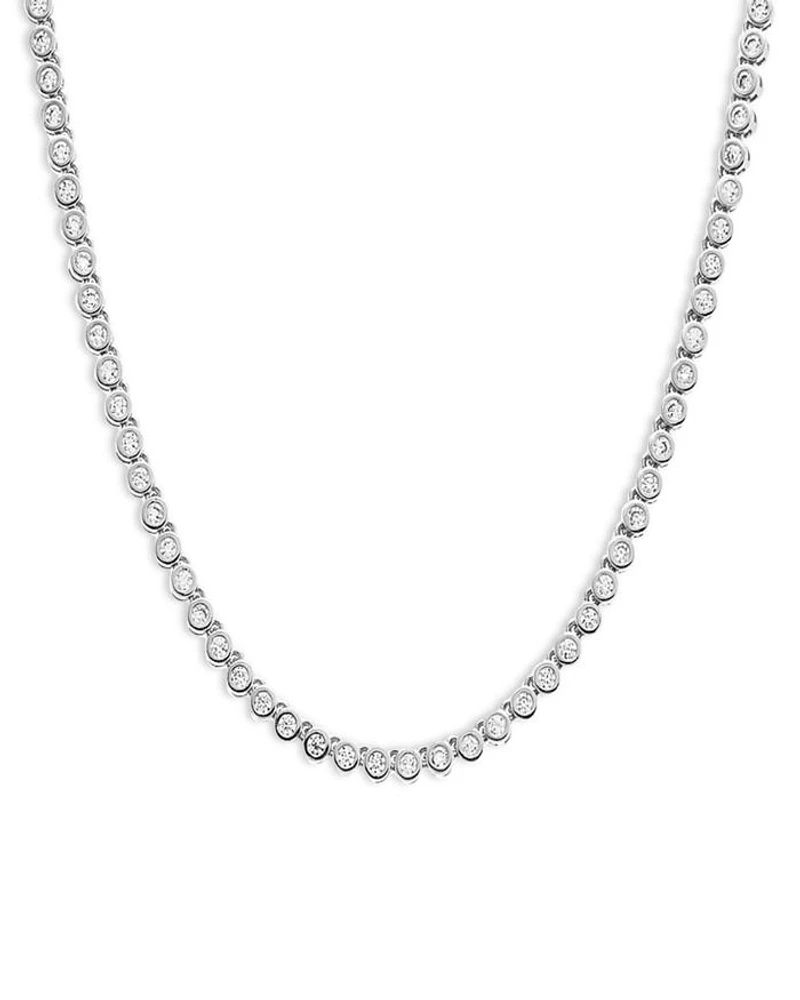 Cubic Zirconia Bezel Tennis Necklace, 16"