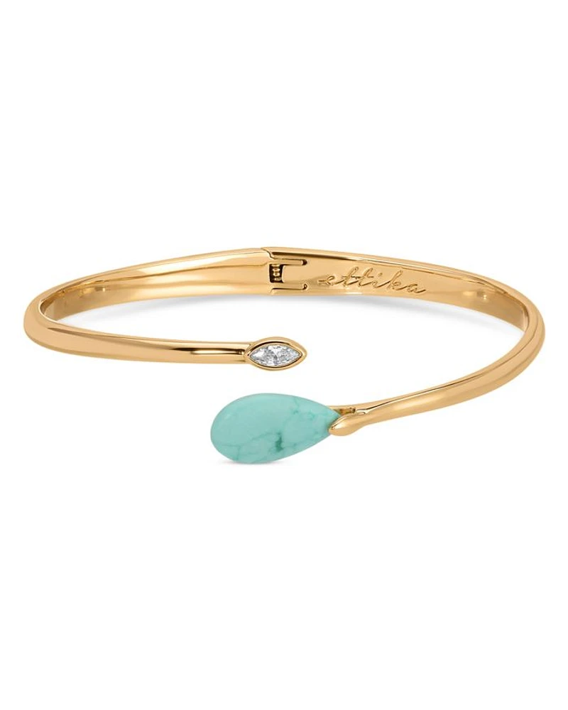 Turquoise Solstice Turquoise & Cubic Zirconia Bypass Bangle Bracelet