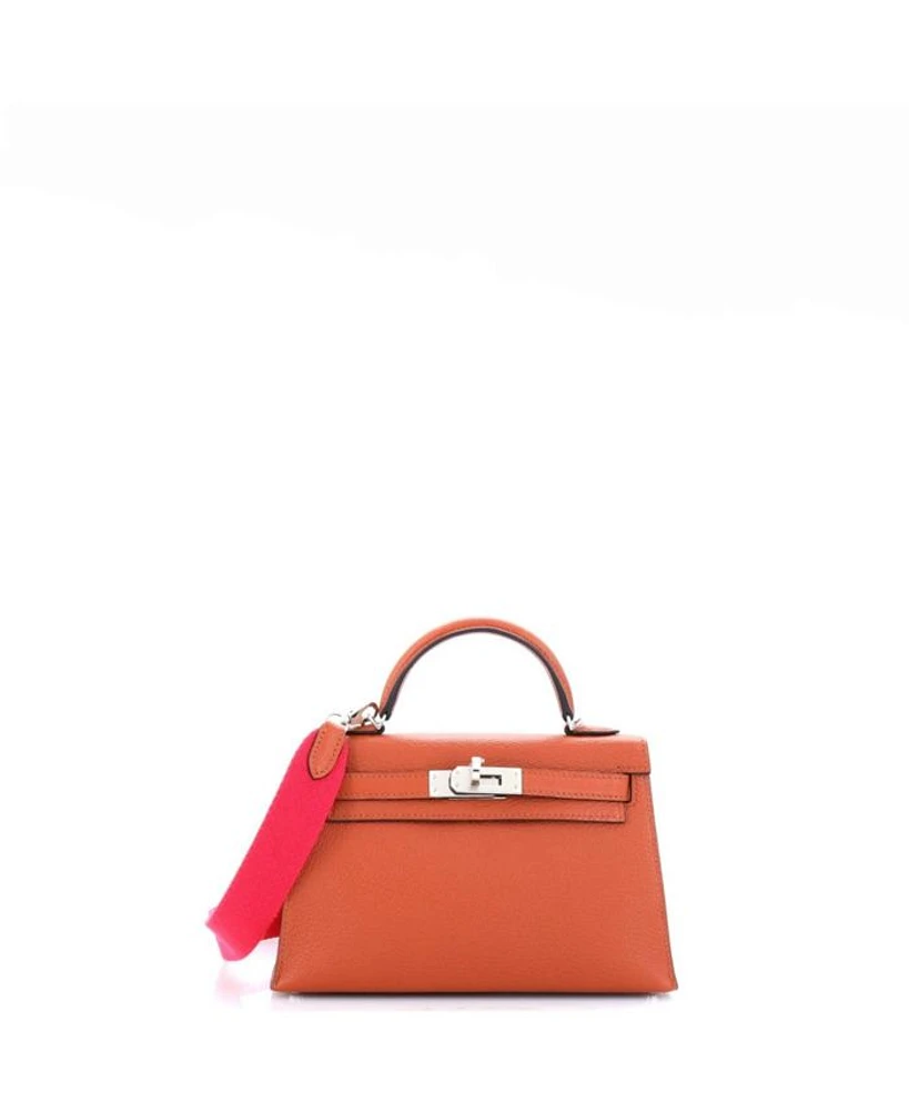 20 Kelly Mini II Amazone Handbag Brown Chevre Mysore with Palladium Hardware