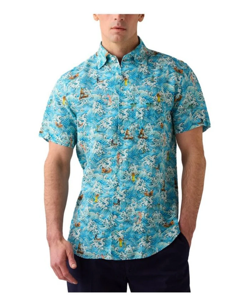 Morgan Surf Print Linen Short Sleeve Shirt