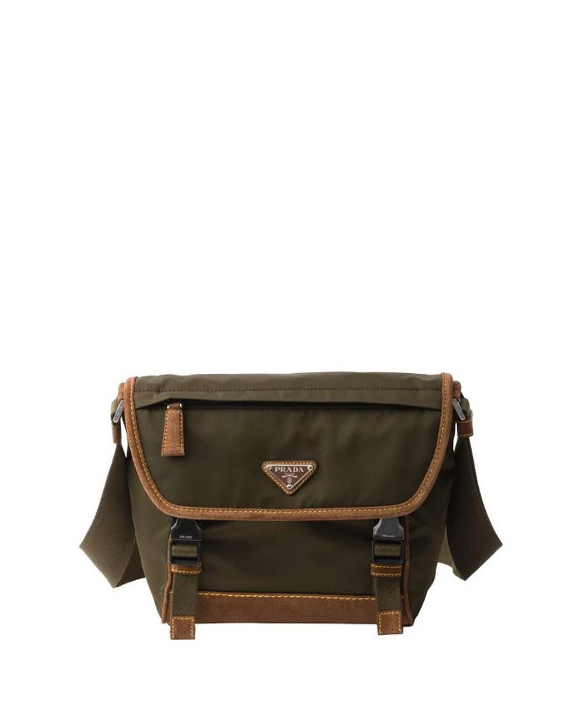 Re-Nylon and Suede Shoulder Bag