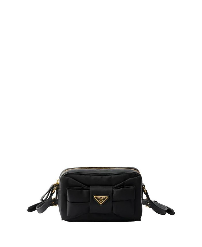 Re-Nylon and Nappa Leather Mini Shoulder Bag with Bow