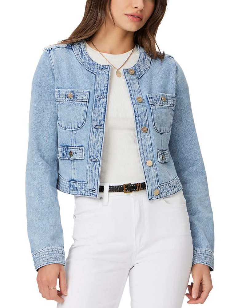 Kiya Crewneck Button Front Denim Jacket