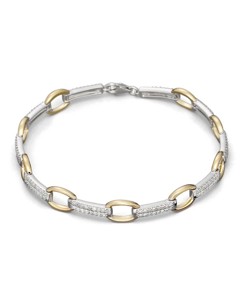 Pavé Diamond Link Bracelet in 14K White and Yellow Gold, 0.75 tcw - Exclusive