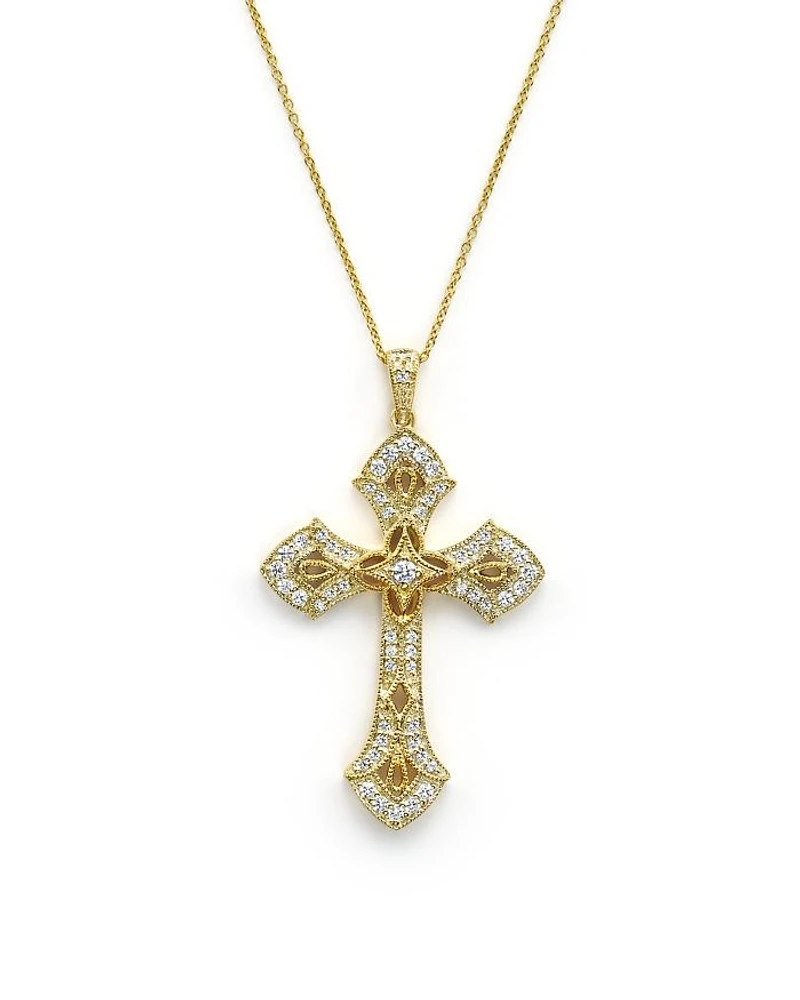 Diamond Cross Pendant Necklace in 14K Yellow Gold, .50 tcw