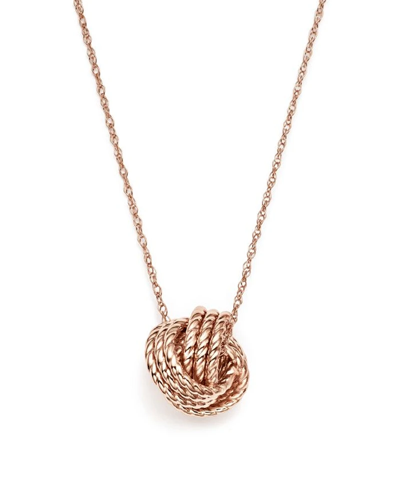 14K Rose Gold Twisted Love Knot Necklace, 18"