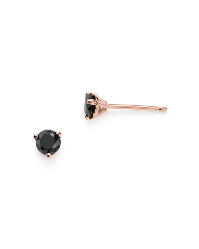 Black Diamond Stud Earrings 14K Gold, 0.50 - 1.0 tcw