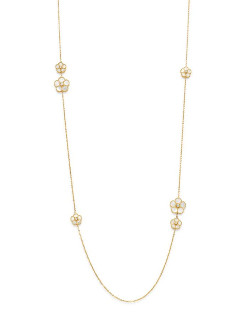 18K Yellow Gold Daisy Mother-of-Pearl & Diamond Station Necklace, 31" - Exclusive
