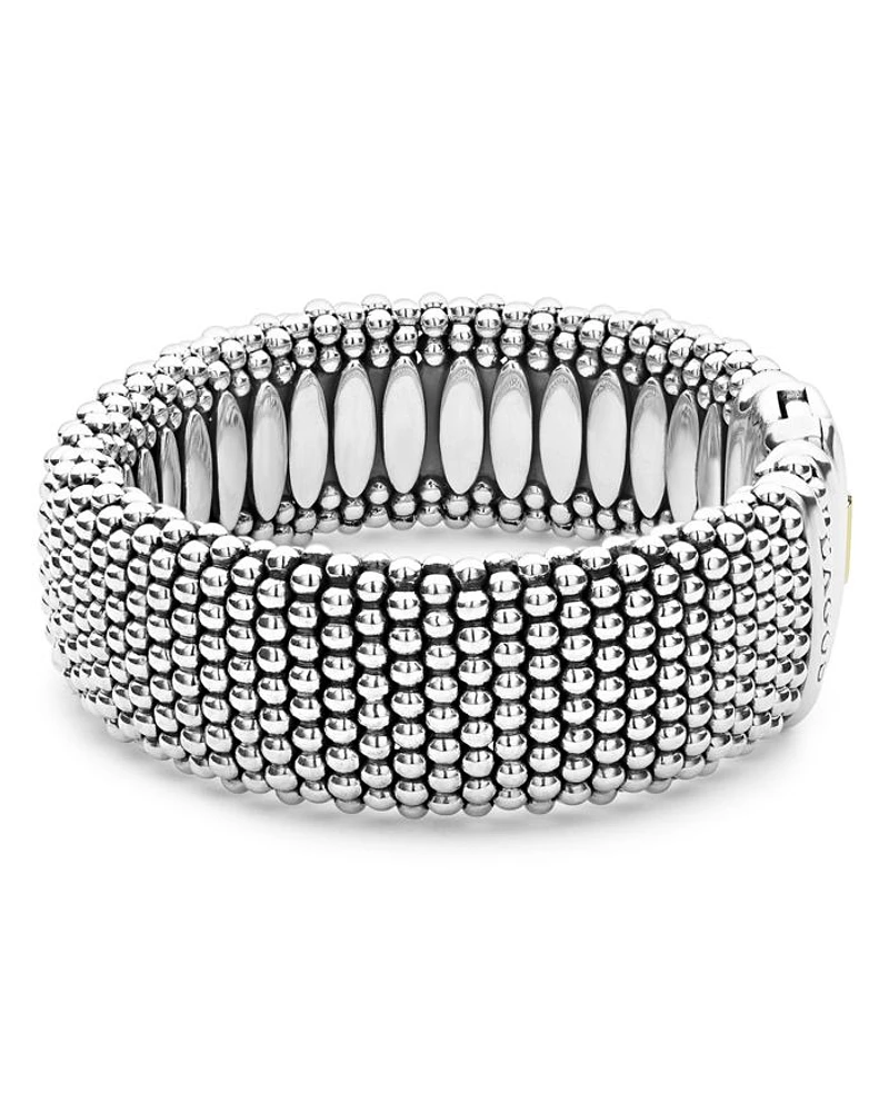 Sterling Silver Caviar Wide Bracelet