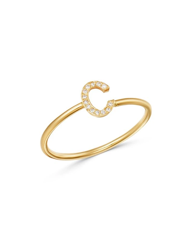 14K Yellow Gold Initial Diamond Ring