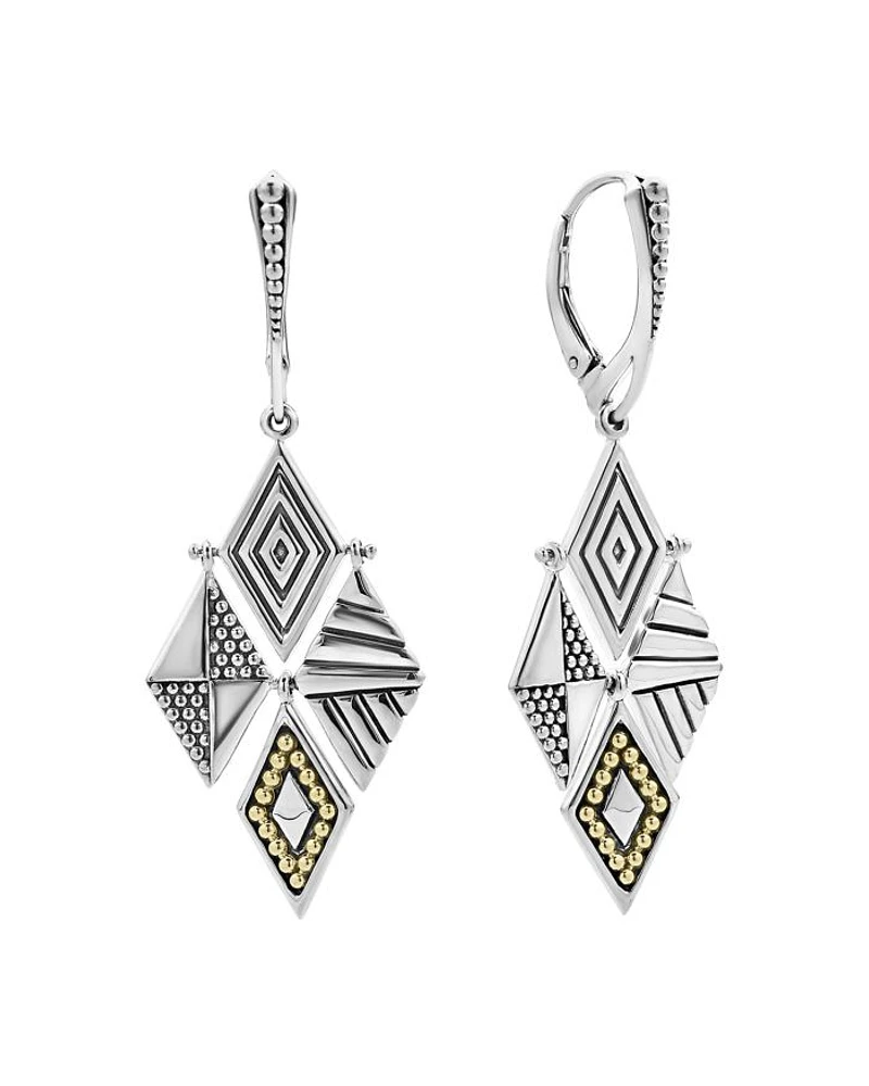 Sterling Silver & 18K Yellow Gold Signature Caviar Lightweight Four Drop Earrings