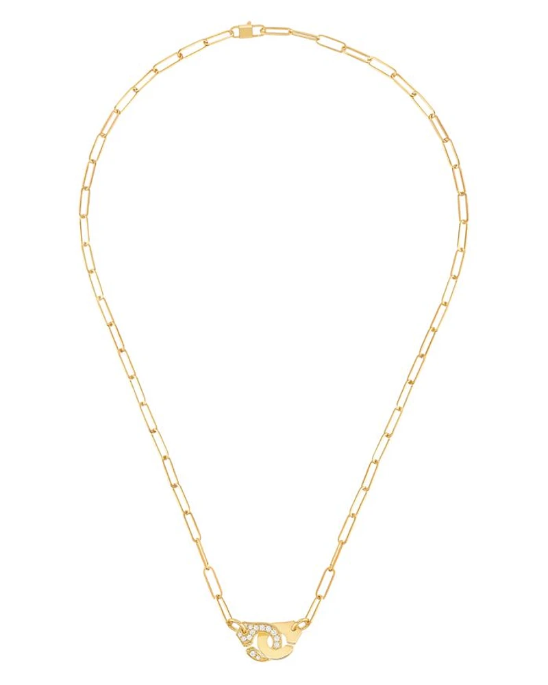 18K Yellow Gold Menottes Diamond Interlocking Link Necklace, 16.5" - Exclusive