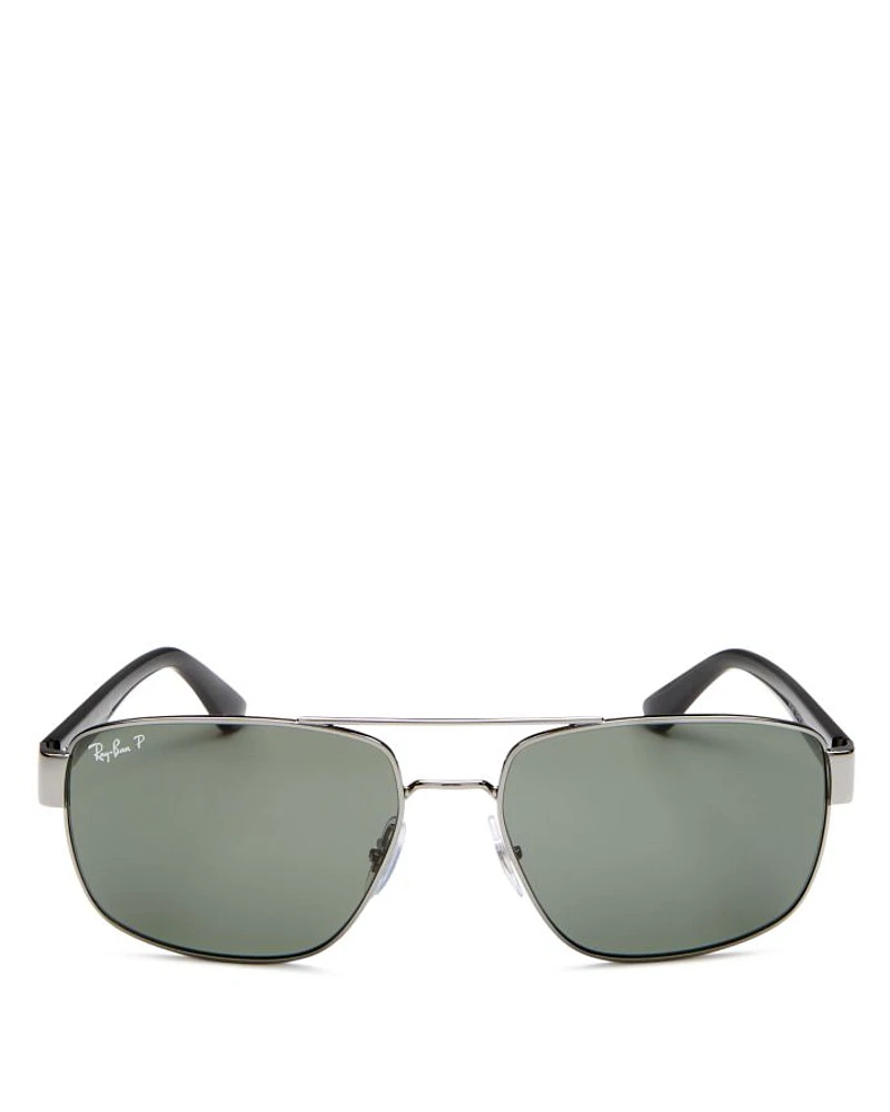 Polarized Brow Bar Aviator Sunglasses, 60mm