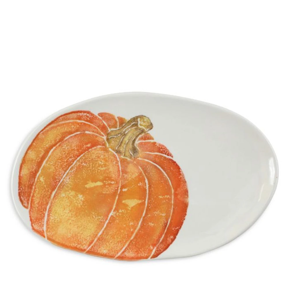 Pumpkins Small Oval Platter with Pumpkin