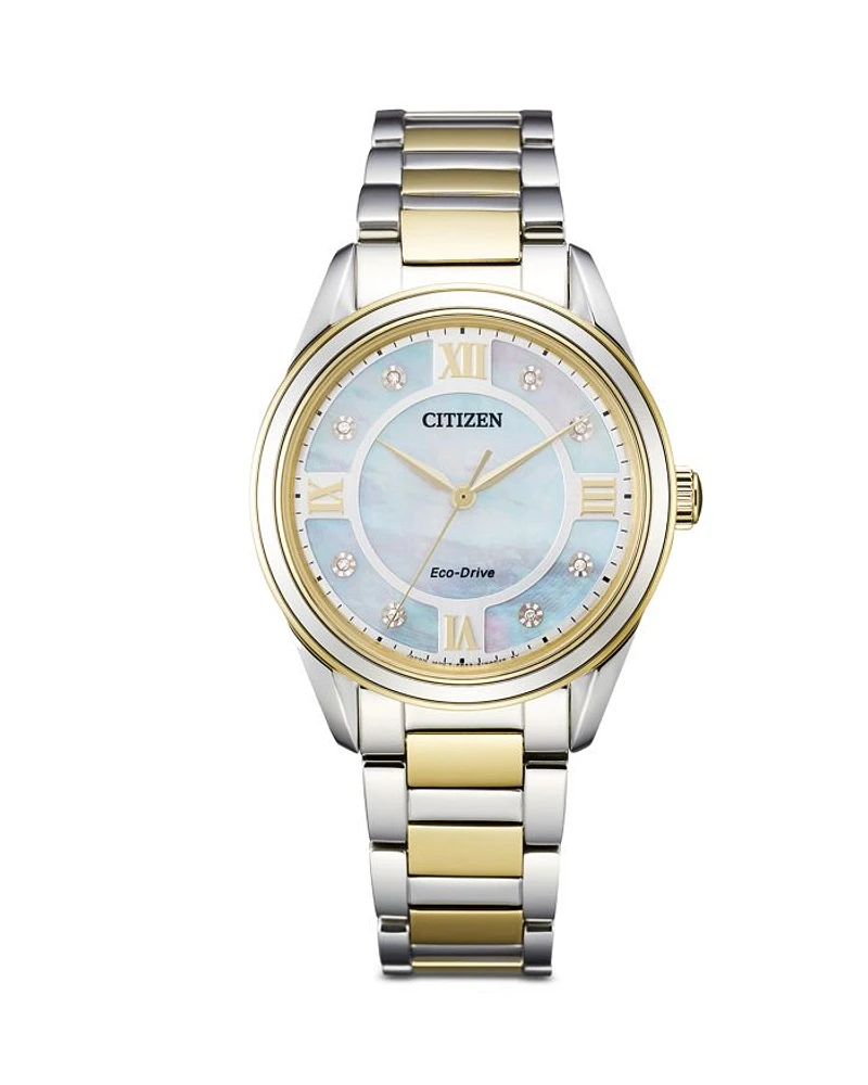 Eco Drive Arezzo Diamond Watch, 32mm