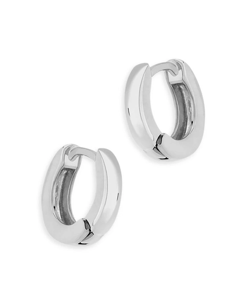 Small Huggie Hoop Earrings in 14K White Gold
